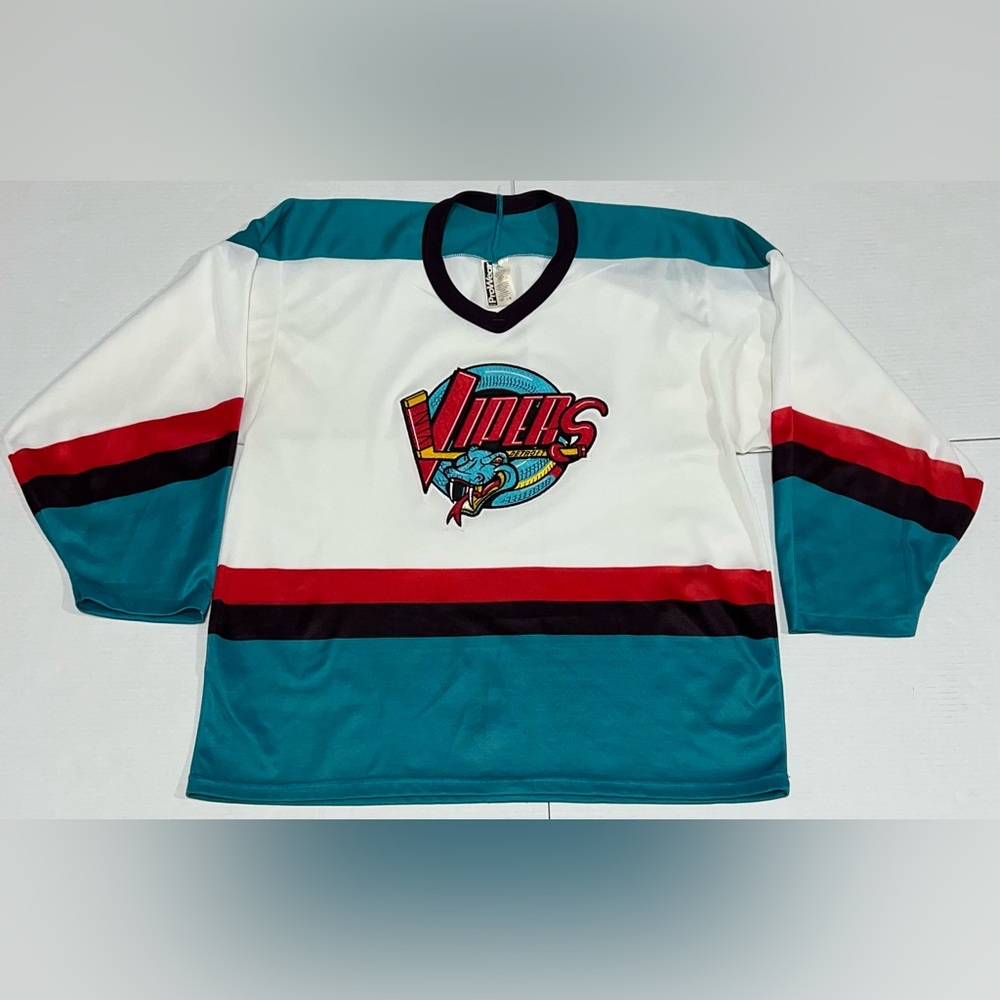 Vintage Bauer Ihl Detroit Vipers Hockey Jersey S/m White 90s Small Medium